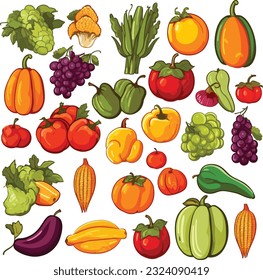 Autumn Fruits Harvest Feast vector design bundle