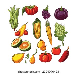 Autumn Fruits Harvest Feast vector design bundle