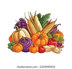 Autumn Fruits Harvest Feast vector design bundle