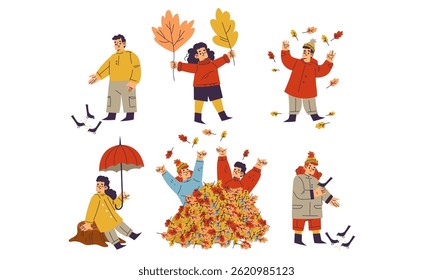 Autumn Fun People Enjoying Fall Activities Amid Colorful Leaves and a Festive Atmosphere
