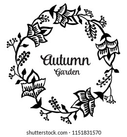 Autumn garden flower frame card collection vector illustration