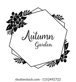 Autumn garden with frame flower design vector illustration