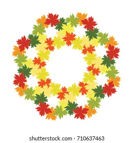 Autumn garland of bright fall leaves