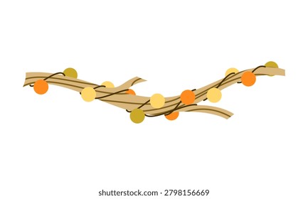 Autumn Garland Vector Illustration Flat Geometric Light String Branch Isolated