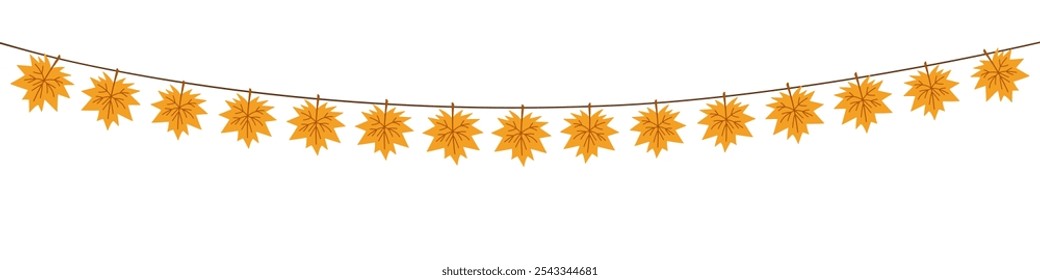 Autumn garlands of maple leaves for Thanksgiving day.