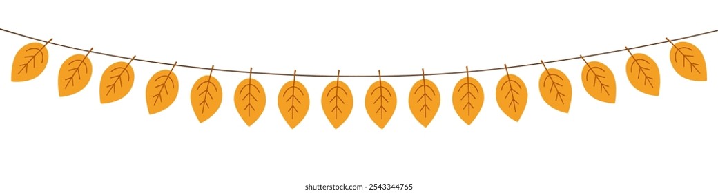 Autumn garlands of orange leaves for Thanksgiving day. background.