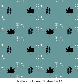 Autumn geometric abstract seamless pattern. Vintage retro memphis style 90s background.