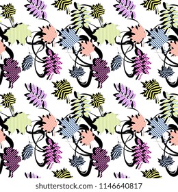 Autumn geometric abstract seamless pattern. Vintage retro memphis style 90s background.