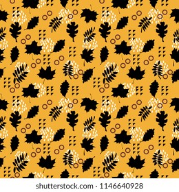 Autumn geometric abstract seamless pattern. Vintage retro memphis style 90s background.
