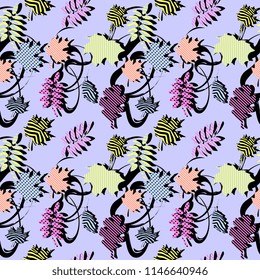 Autumn geometric abstract seamless pattern. Vintage retro memphis style 90s background.