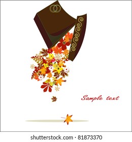 autumn gift with leaves vector background