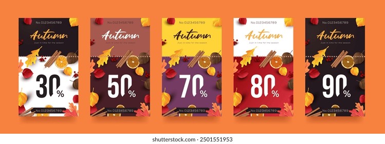 Autumn Gift promotion Coupon banner background template. Elegant Autumn Voucher Design. 