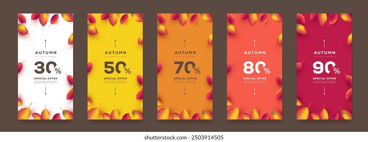 Autumn Gift sale promotion Coupon banner background template decorate with autumn leaf 