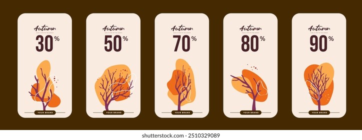 Promoção de venda de presente de outono Modelo de plano de fundo abstrato do banner do cupom. Elegante Autumn Voucher Design. 