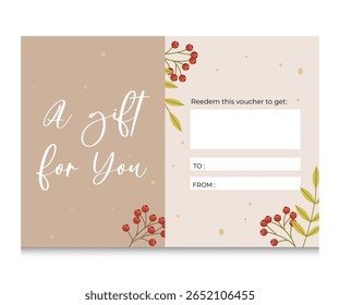 Autumn gift voucher Elegant template for holiday gift card, coupon and certificate. Discount coupon template vector illustration EPS10