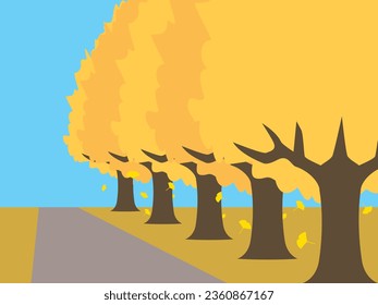 Autumn ginkgo tree background illustration
