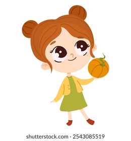 Autumn girl chibi kawaii cartoon