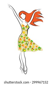 Autumn girl, isolated on white
