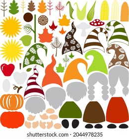 Autumn Gnome builder SVG with Fall Elements set svg