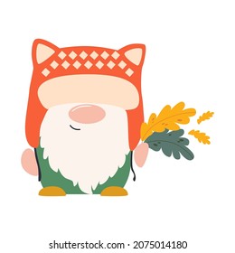 Autumn gnome flat simple vector illustration