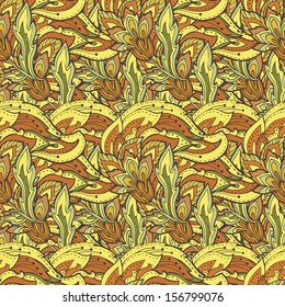 Autumn golden floral pattern. Print on fabric, paper, gift, design, printing projects, cards, and web projects