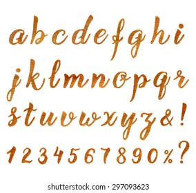 Autumn golden hand drawn font for your design. Creative vector illustration.