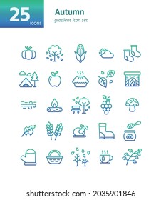 Autumn gradient icon set. Vector and Illustration.