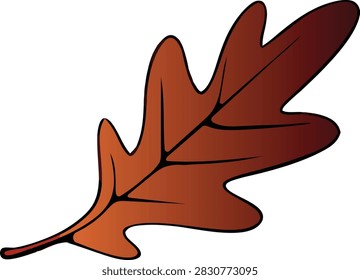 Autumn gradient oak leaf on transparent background