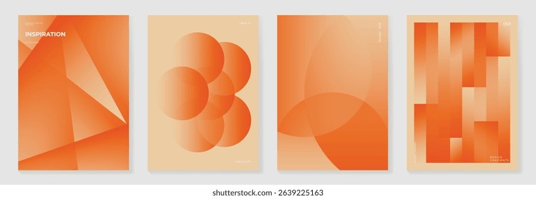 Autumn gradient poster background vector set. Minimalist cover template with geometric shape. Ideal design for social media, banner, autumn season card.