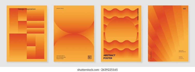 Autumn gradient poster background vector set. Minimalist cover template with geometric shape. Ideal design for social media, banner, autumn season card.