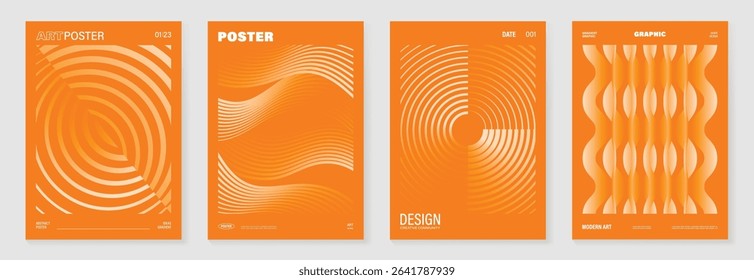 Autumn gradient poster background vector set. Minimalist cover template with geometric shape. Ideal design for social media, banner, autumn season card.