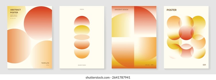 Autumn gradient poster background vector set. Minimalist cover template with geometric shape. Ideal design for social media, banner, autumn season card.