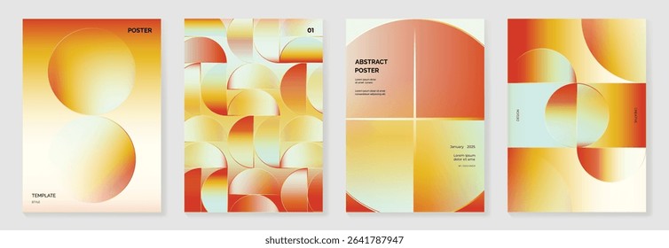 Autumn gradient poster background vector set. Minimalist cover template with geometric shape. Ideal design for social media, banner, autumn season card.