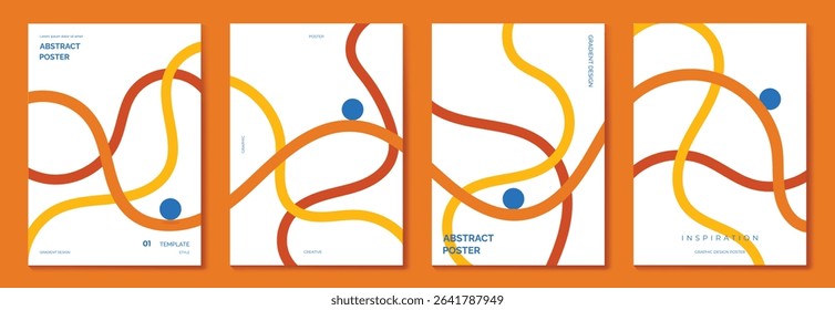 Autumn gradient poster background vector set. Minimalist cover template with geometric shape. Ideal design for social media, banner, autumn season card.