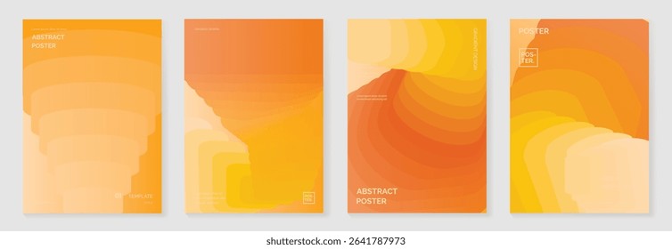 Autumn gradient poster background vector set. Minimalist cover template with geometric shape. Ideal design for social media, banner, autumn season card.