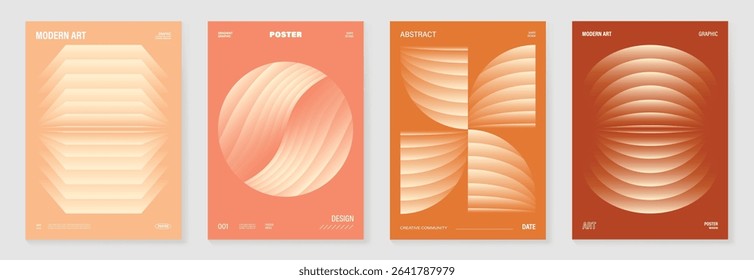 Autumn gradient poster background vector set. Minimalist cover template with geometric shape. Ideal design for social media, banner, autumn season card.