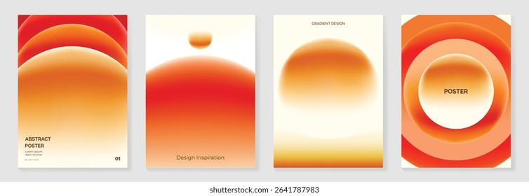 Autumn gradient poster background vector set. Minimalist cover template with geometric shape. Ideal design for social media, banner, autumn season card.
