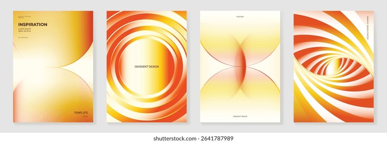 Autumn gradient poster background vector set. Minimalist cover template with geometric shape. Ideal design for social media, banner, autumn season card.