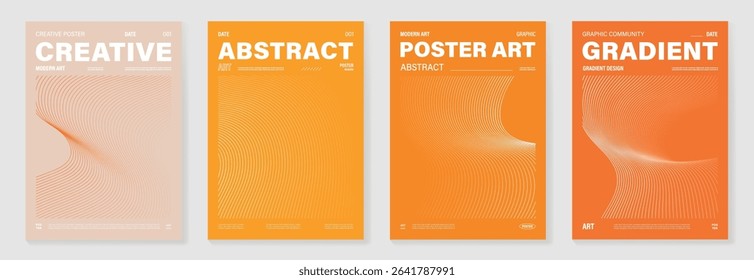Autumn gradient poster background vector set. Minimalist cover template with geometric shape. Ideal design for social media, banner, autumn season card.
