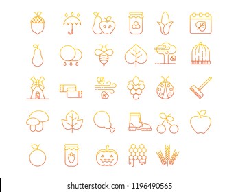 Autumn gradient vector icon collection.