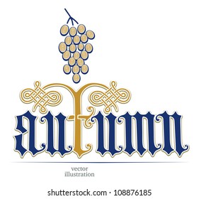 autumn grapes pattern. vector illustration