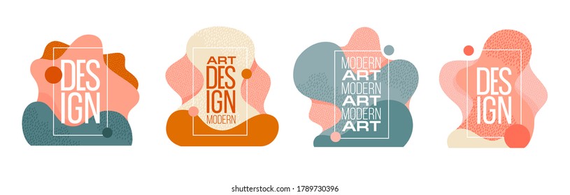 autumn graphic design modern art frames with text, smooth, fluid shapes with vector texture effects. autumn design in trending colors. pastel colors . vector illustration. 