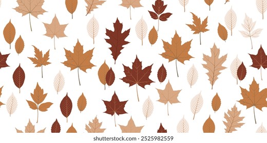 Autumn graphic leafs vector pattern. Fall leaves seamless print