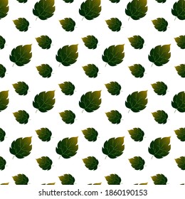 Autumn green leaves. Vector on a white background. For packaging. fabrics and decor. Autumn theme.