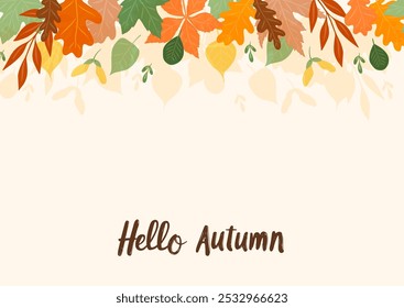 Autumn greeting card with oak and maple leaves. Perfect for autumn holidays, Thanksgiving Day.