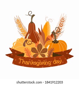 Autumn greeting card. Thanksgiving Day. Vector illustration.