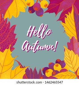 Autumn greeting editable template for social networks. Vector design background