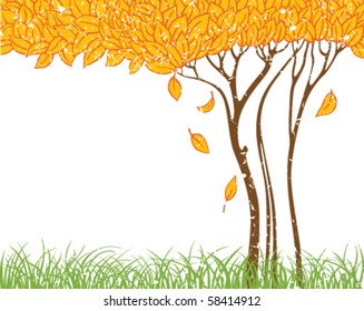 Autumn grunge background with tree
