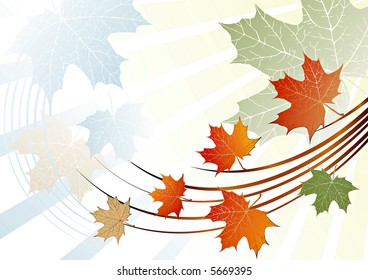 Autumn grunge leaves background-vector sketch of variants with attritions and different color