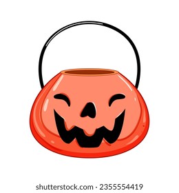 autumn halloween bucket cartoon. spooky scary, orange decoration, horror party autumn halloween bucket sign. isolated symbol vector illustration